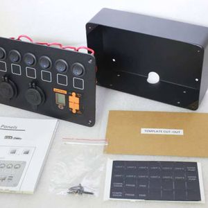 12V DC Power Panel Dual Battery Voltmeter 2X USB & 2X Ciga 6 Ways Surface Mount
