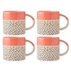 4PK Mikasa 390ml Wax Resist Orange Glaze Coffee Mug Cup Stoneware