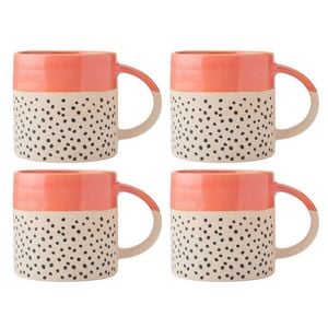 4PK Mikasa 390ml Wax Resist Orange Glaze Coffee Mug Cup Stoneware
