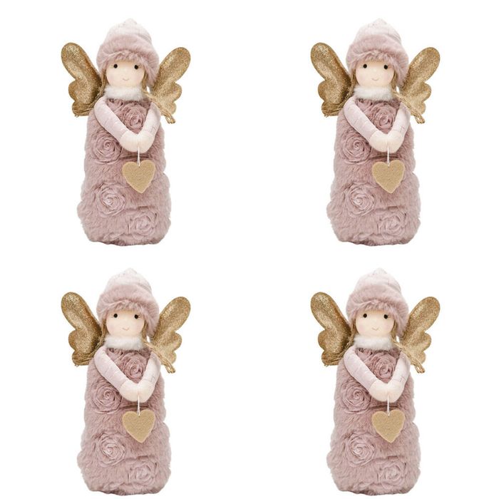 4PK Urban Rosie Girl Standing Christmas Decoration 25cm Pink/Gold