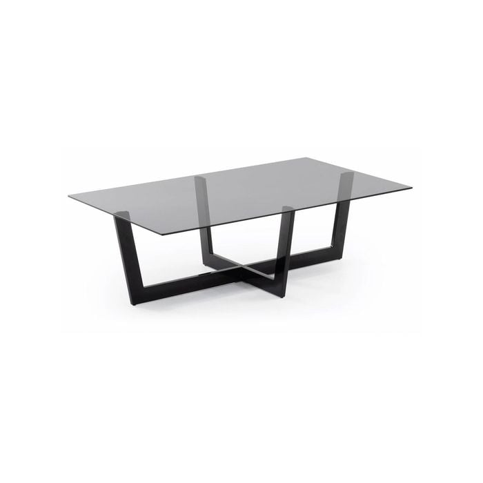 Black glass Plam coffee table 120 x 70 cm