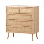 Oikiture 5 Chest of Drawers Rattan