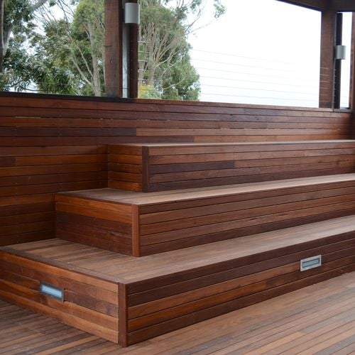 Karrie
  decking used to create a seating area.