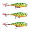 3x Rapala 7cm Skitter Pop Topwater Popper Fishing Lures - Fire Tiger