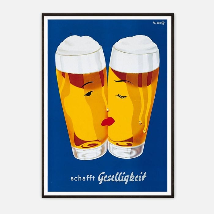Galrie Schafft Geselligkeit Beer Poster - Classic Vintage Advertising Art Print, Black Frame, A0 84 x 119cm (33 x 47inch)