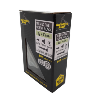Building King 8G x 50mm Black Treated Pine Screws - 100 Pack