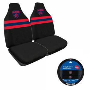 Melbourne Demons Official Afl Seat Cover And Steering Wheel Cover Combo