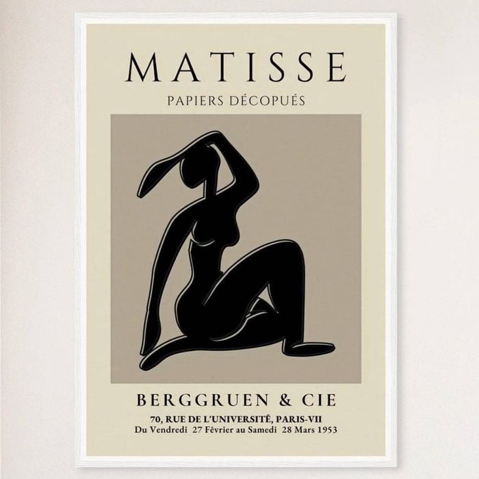 Galrie Henri Matisse Black Silhouette Art Print from Galerie Berggruen & Cie, White Frame, A0 84 x 119cm (33 x 47inch)
