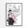 Pink Boss lady With Black Elegant Bag   Print 100% Australian Made 60 x 90cm   (Poster)