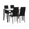 Oikiture 5PCS Rectangle 120cm Dining Table &Chairs Marble White&Black