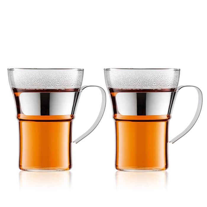 Bodum 0.35 L Shiny Assam 2 Pcs Coffee Glass With Steel Handle, Large, 0.35 L, 12 Oz 1 Pcs