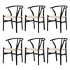 Oikiture 6xDining Chair Wooden Hans Wegner Chair Wishbone Cafe Lounge Seat Black