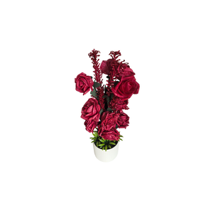 Elegant Collections 42cm Red Vibrant Rose Artificial Flower Bouquet Arrangement