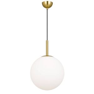 Telbix Bally Modern Pendant Hanging Lamp Light Glass Metal Opal Matt Antique Gold