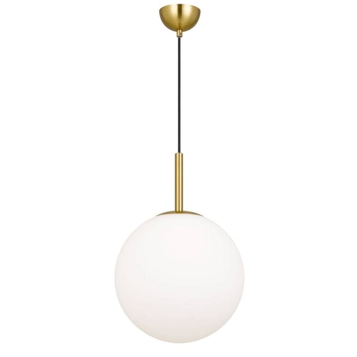 Telbix Bally Modern Pendant Hanging Lamp Light Glass Metal Opal Matt Antique Gold