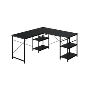 Costway L-shaped Computer Desk 2-person Convertible Corner Desk - Black