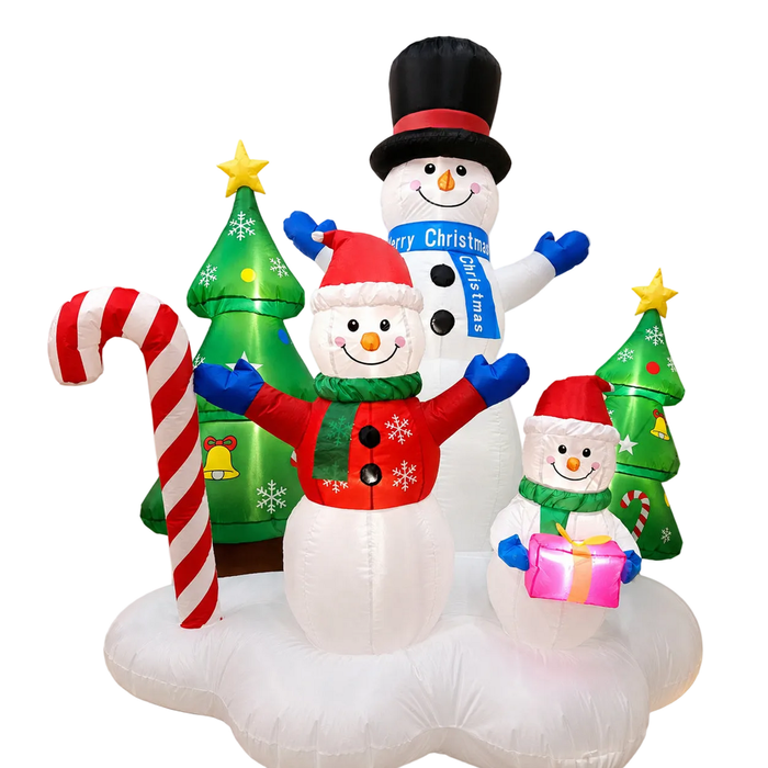SplendidLiving 216cm LED Lights Christmas Inflatable Snowman Family with Trees Candy Cane Blow Up Xmas Decor