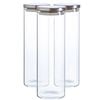 Argon Tableware Glass Storage Jar - Silver Lid - 2 Litre - 3x Modern Round Scandi Organisation Container Glass Jar