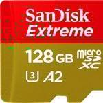 SanDisk 128GB Extreme microSDHC UHS-I Memory Card - Up to 170MB/s, C10, U3, V30, 4K, A1, Micro SD Card With Adapter