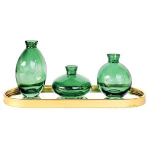 3pc Urban Products Kinkora Decorative Vases with Tray Green