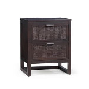 Teamson Home Hatteras Nightstand with 2 Rattan Inset Drawers, Espresso