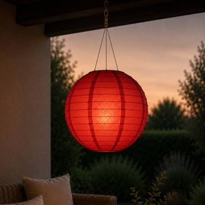 Astin Sinclair 300mm Red Fabric LED Solar Pendant