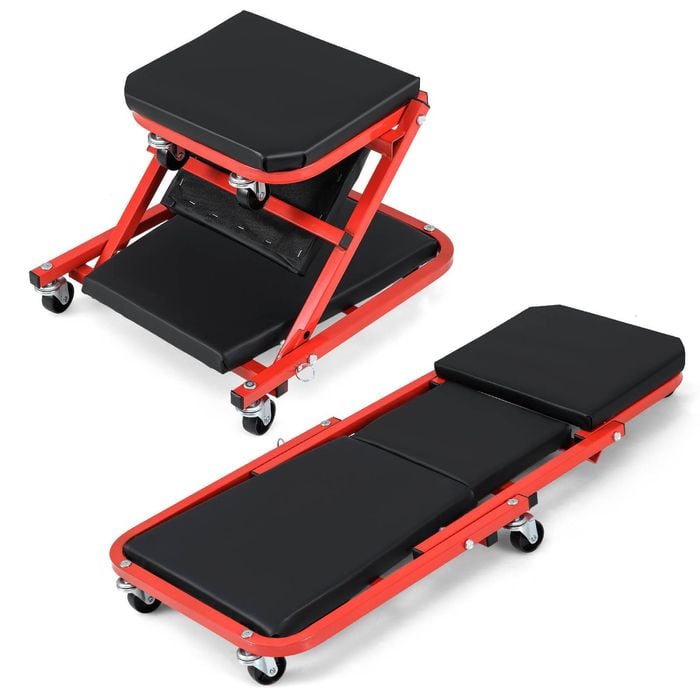 Costway 2in1 Mechanic Creeper Seat Garage Shop Chair Stool Repair Trolley