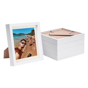 Nicola Spring 8" X 8" White 3d Box Photo Frames - 6" X 6" Mount - Pack Of 5