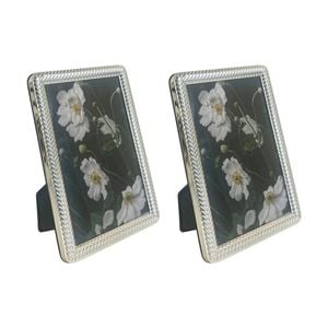 2PK SS Collective Silver Braided Textured Modern Photo Frame Rectangle 5x7