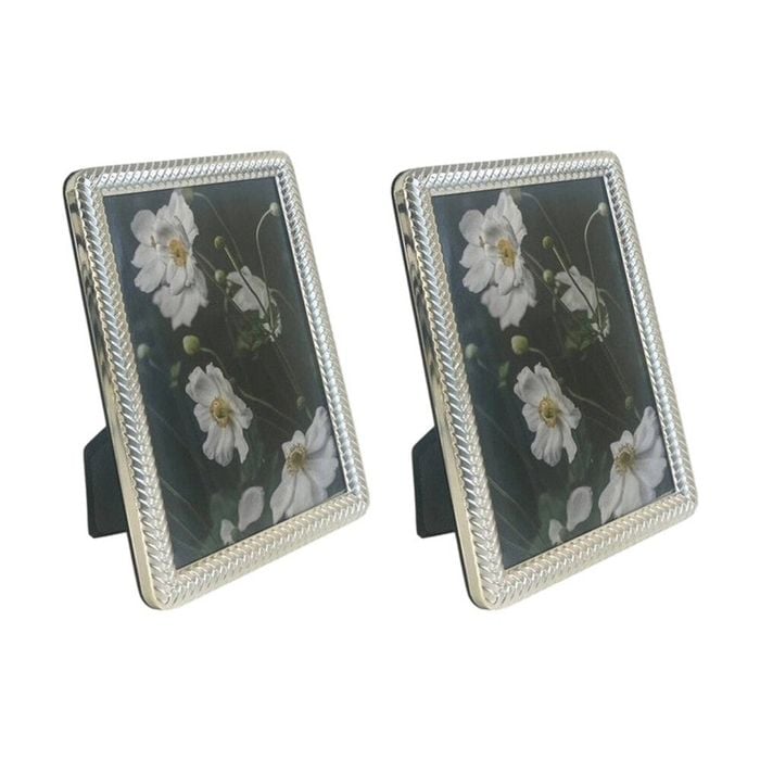 2PK SS Collective Silver Braided Textured Modern Photo Frame Rectangle 5x7
