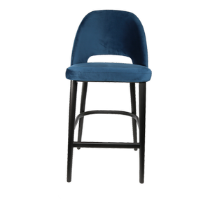 Durafurn 750mm High Denim Velvet Semifreddo Bar Stool with Black Beech Wood Legs