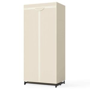 Costway Wardrobe Organizer Folding Fabric Cabinet Zippered-Beige