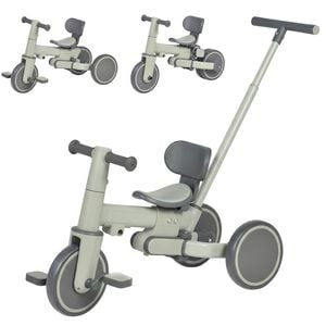Advwin 5-in-1 Kids Tricycle Foldable Kids Ride-On Bike w/ Handle Toddler Balance Bike Olive Green