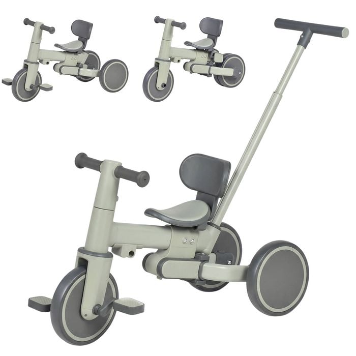 Advwin 5-in-1 Kids Tricycle Foldable Kids Ride-On Bike w/ Handle Toddler Balance Bike Olive Green