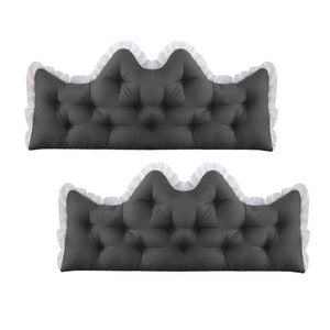 SOGA 2x90cm Crown Pillows Tufted Charcoal Headboard Cushion Set