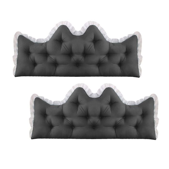 SOGA 2x90cm Crown Pillows Tufted Charcoal Headboard Cushion Set