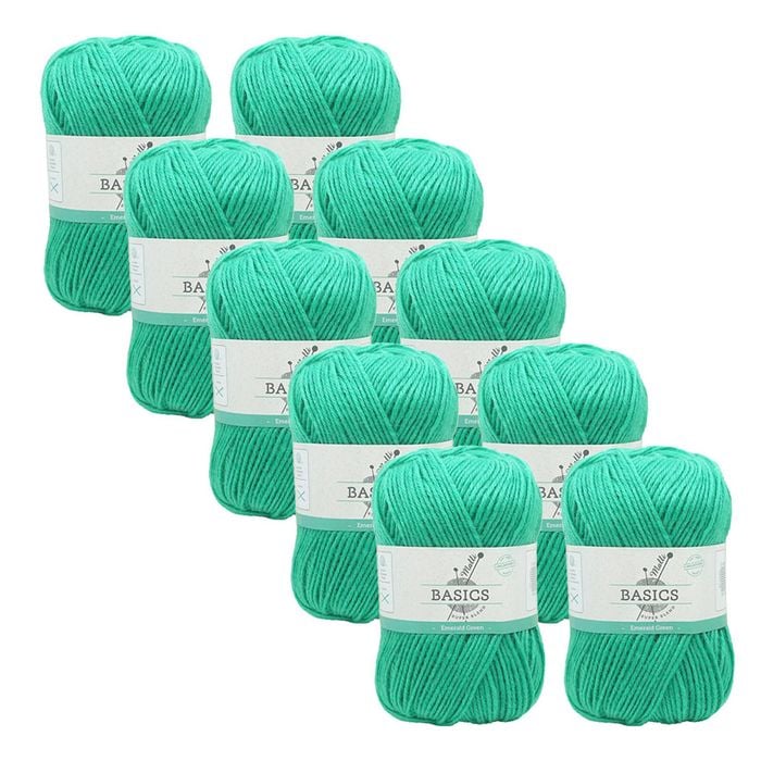 10x Malli Emerald Green Blend Basic 100g Knitting Craft Yarn Acrylic/poly
