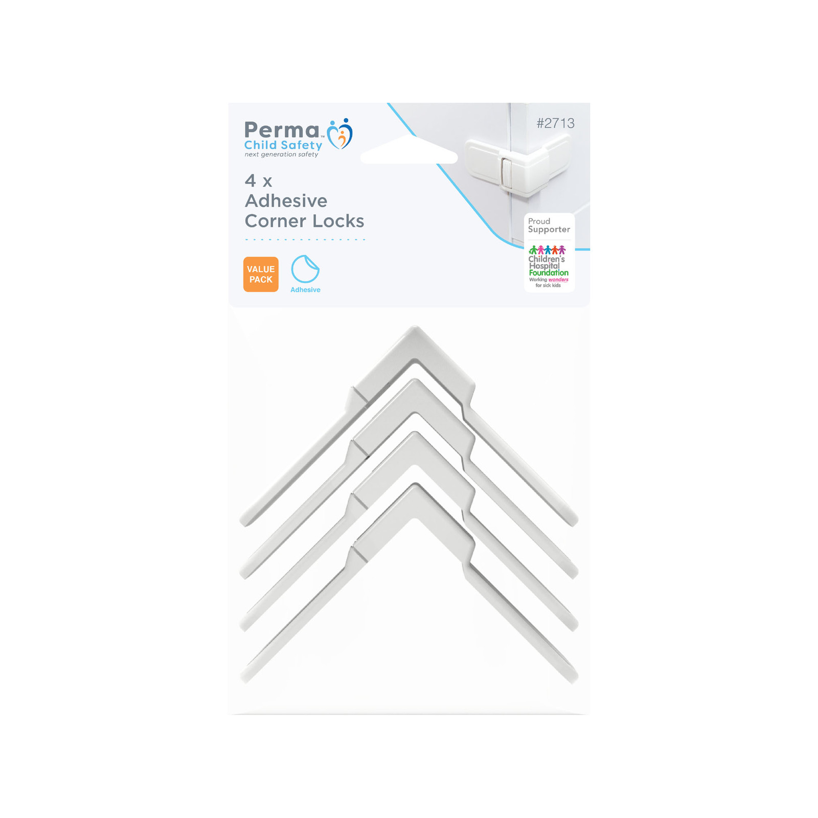 Perma Child Safety Corner Draw Locks - 4 Pack