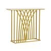 Oikiture Console Table Hallway Entry Desk White and Gold