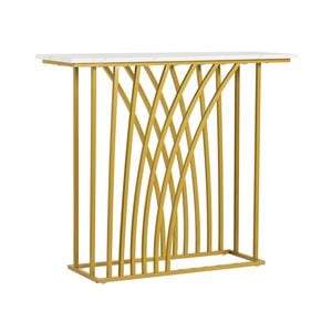 Oikiture Console Table Hallway Entry Desk White and Gold
