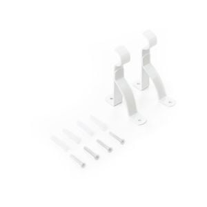 Windoware 50mm White Single Stayed Curtain Rod Bracket - 2 Pack
