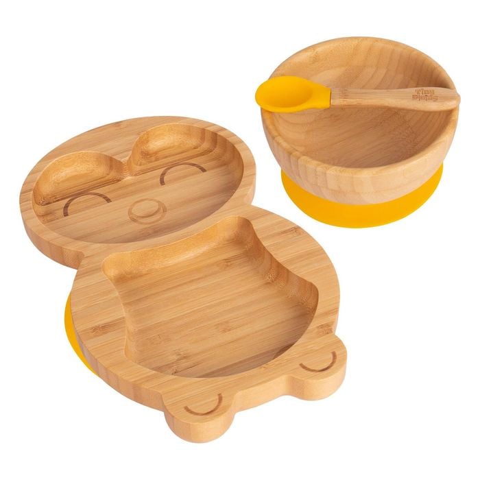 Tiny Dining 3pc Bamboo Penguin Baby Feeding Set with Suction Cup
