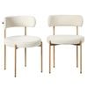 Oikiture 8x Dining Chair Round Boucle Kitchen Lounge Seats Backrest White&Natural