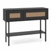Costway Rattan Console Table Boho Hall Flip Door Shelf Side Black
