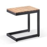 Outdoor Balmoral Aluminium And Teak Top Side Table - Black