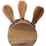 3pc Peer Sorensen Acacia Wood Cheese Knives w/ Block Set
