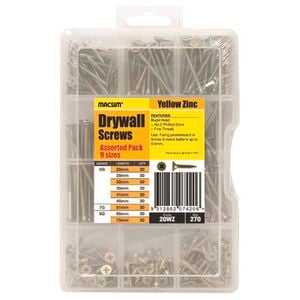 Macsim Assorted Drywall Screws - 270 Pack
