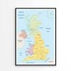 United Kingdom Administrative Map  Print 100% Australian Made 60x90cm  (Poster)