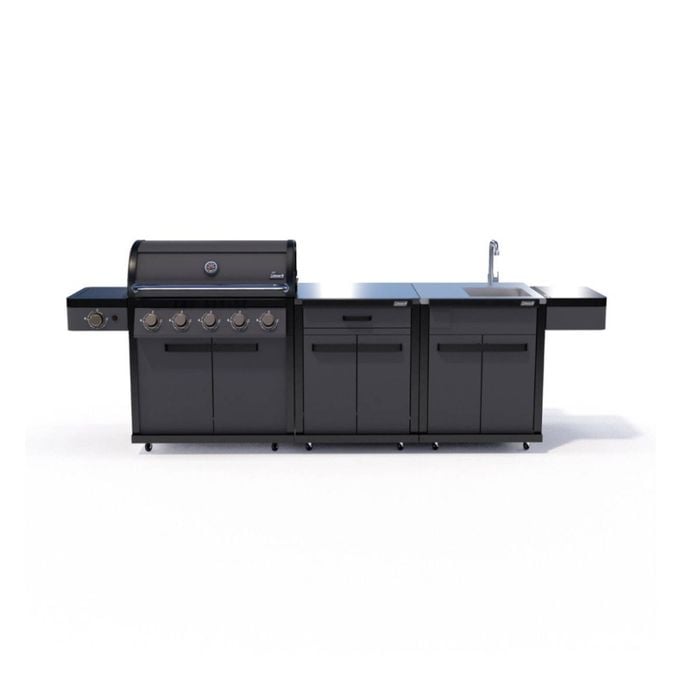 Coleman Pro Series 5 Burner Kitchen With Storage And Sink Module Matt Black