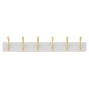 MODE 6 Brushed Brass Hooks On White Board Hat And Coat Rack